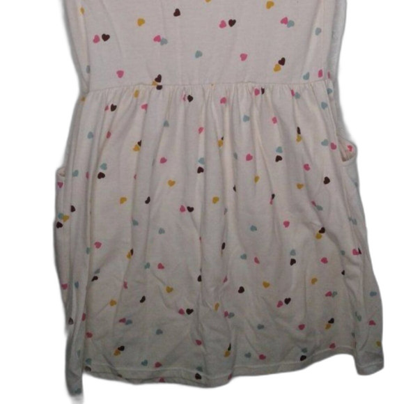 Cat & Jack Girls Fit & Flare Short Sleeve Dress Ivory Hearts Pockets Size 10/12 - Picture 6 of 7